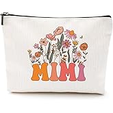 Retro Flower Mothers Day Birthday Gifts for Mimi Funny Grandma Gifts from Granddaughter Makeup Bag Cosmetic Bag Retirement Wedding Anniversary Appreciation Gifts for Women Grandma Nana Grandmother