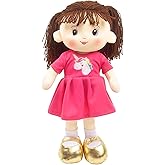 Linzy Toys, 16'' Pink Laura Soft Plush Rag Doll, Sleeping Cuddle Buddy for Toddlers, Infants and Babies , Muñecas de trapo para niña, First Doll for Kids, Safe for All Ages.