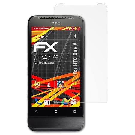 atFolix Schutzfolie kompatibel mit HTC One V Displayschutzfolie, HD-Entspiegelung FX Folie (3X)
