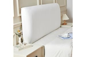 Zion Praiser Stretch Velvet Bed Headboard Slipcover Protector Cover for Headboard Fabric Solid Color Dustproof Ice Cream White King