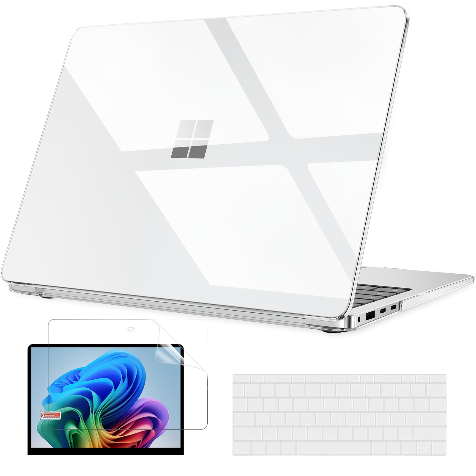 Photo 1 of B BELK Case for Microsoft Surface Laptop 13.8 inch Touchscreen 2024 (7th Edition) Model: 2036, Plastic Hard Shell Case + Keyboard Cover + Screen Protector for 13.8'' Microsoft Surface, Crystal Clear