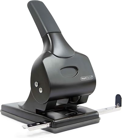 Rapesco 1015 Heavy Duty ALU 65 Metal 2-Hole Punch Black 65 Sheet