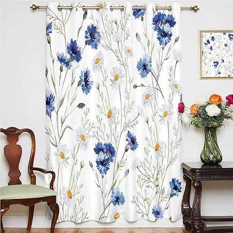 Cortinas de sombra de flores de acuarela y flores silvestres y acianos