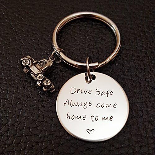 Drive Safe Key Chain, Always Come Home to Me, Handstamp Truck Driver Be Safe Gift
