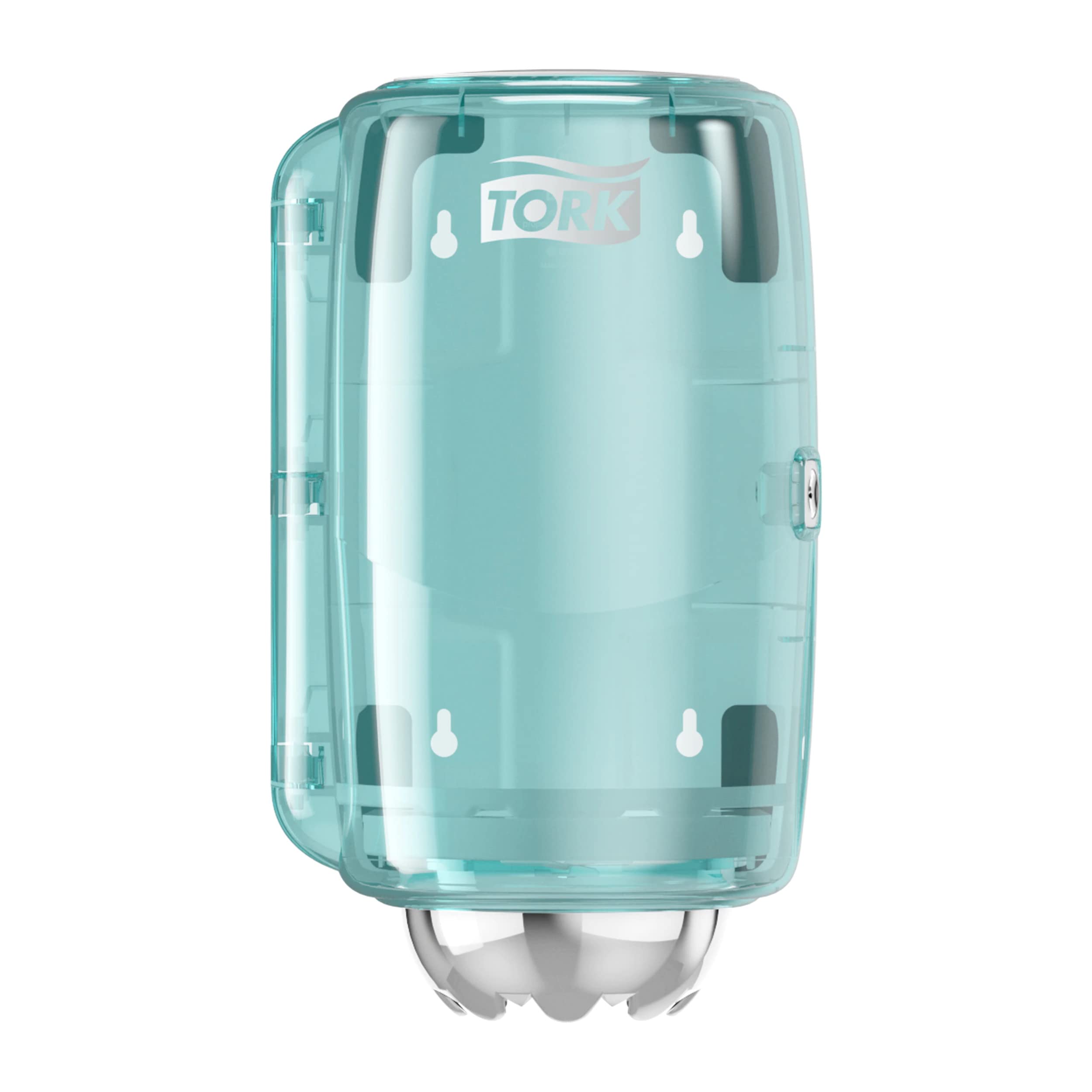 Tork Mini Centrefeed Dispenser Suitable for Tork Mini Basic Paper Wall Mounted Performance Design, White-Turquoise