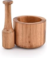 Samhita Acacia Wood Mortar and Pestle 10.16 cm 7.62 cm Garlic Pepper Herb view 2