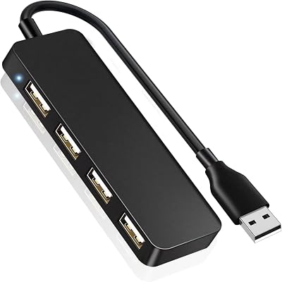 Herfair 4 Port USB 2.0 Hub Expander Splitter Ultra-Slim for PC Laptop MacBook