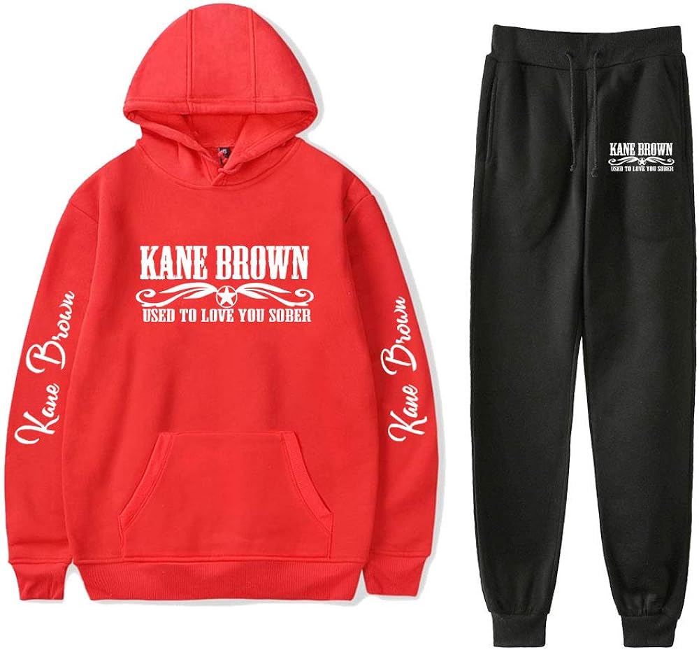 Kane Brown Sweatshirts Two Piece Set Unisex Hoodies+Jogger Pant American Singer Streetwear&Pants