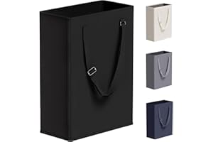 TECHMILLY Slim Laundry Hamper with Adjustable Long Handles, 45L Small Laundry Baskets with Mesh Top, Narrow Dirty Clothes Hamper for Bedroom, Closet, and Bathroom - Black