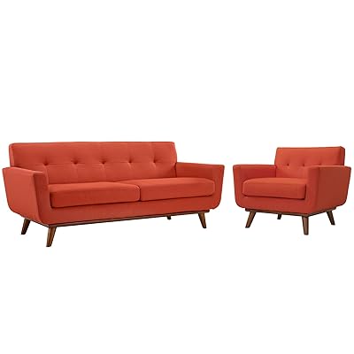 Modway Engage Mid-Century Modern Upholstered Armchair & Loveseat