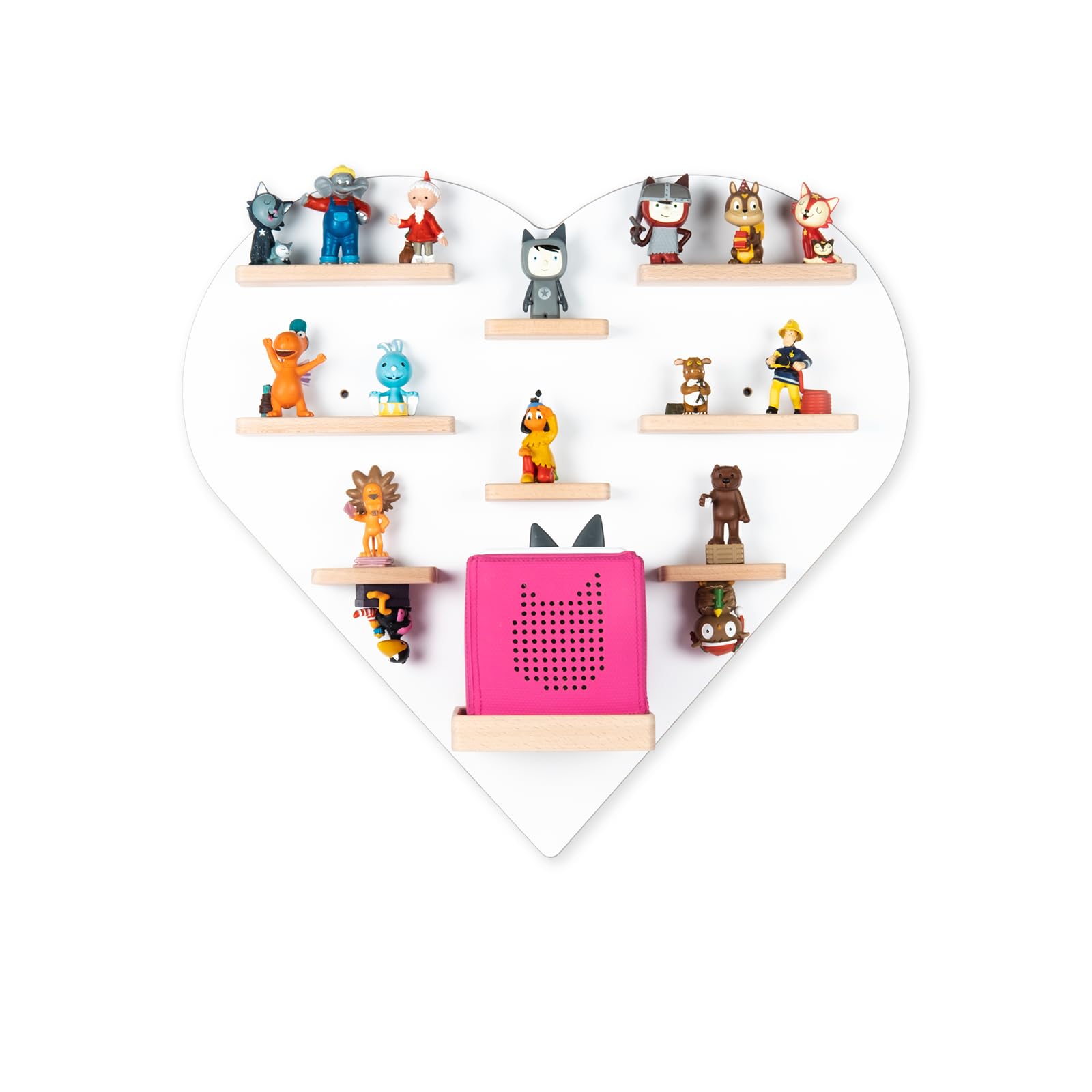 BOARTI Children's Shelf Heart in White - Suitable for Toniebox and approx. 38 Tonies - for Playing and Collecting