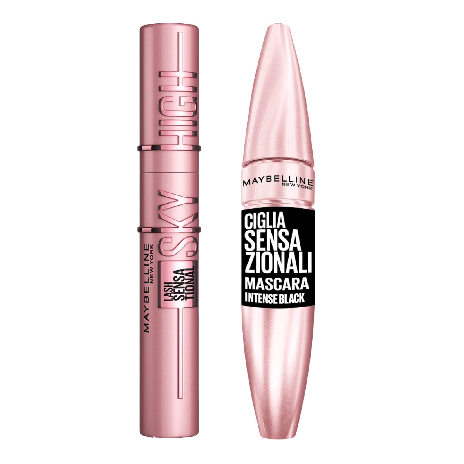 Maybelline New York Sky High Volumizing and Lengthening Mascara Color Black + Sensational Volumizing Eyelash Mascara Color Intense Black