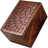 SOULURNS Cremation Urn for Human Ashes Decorative Wood Urns Memorial Urn Funeral Urns for Adults Wooden Urn for Men Women Rosewood pet urn (Tree of Life, Fits 10 Lbs)