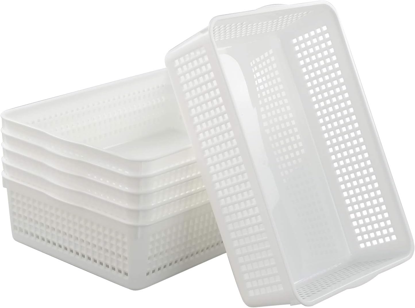 Callyne 6-Pack White Plastic Paper Storage Tray Basket Organizing Basket