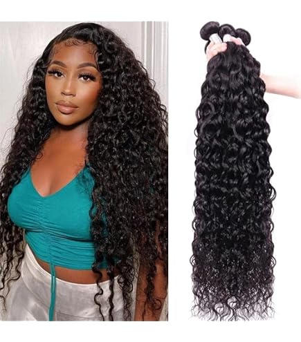28-32 Inch Water Wave Human Hair Bundles Brazilian Virgin Hair Extensions Buy In Bulk 32 30 28 in Brazilian Hair Remy Human Hair, No  main image 2
