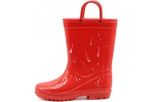 EUXTERPA Toddler Kids Rain Boots for Girls Boys Waterproof Solid Color Rain Shoes with Easy On Handles