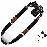 LZHRISING Adjustable Camera Strap for Photographer, Polyester & Genuine Leather Neck Shoulder Strap with Quick Release Buckle