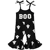 Rarjuiey Toddler Baby Girl Christmas Outfit Jumpsuit Spaghetti Strap Merry Romper Bell Bottoms Outfits