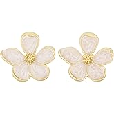 Irregular Petal Earring, Alloy Statement Flower Enamel Earrings Stud Trendy Jewelry Gift for Woman