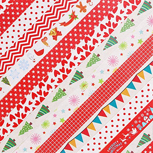 Christmas Washi Tape Set, 10Rolls Merry Christmas Masking Tape Decorative for Xmas Decor Holiday Christmas Party Favors Craft Supplies, 0.6\