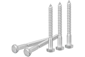 DTGN 5/16" x 3" Hex Lag Bolts - 5 Pack - for Woodworking, Furniture - 304 Stainless Steel Partial Thread Hexagon Head Lag Scr