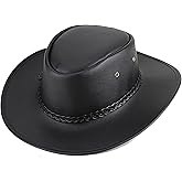 INOGIH Faux Leather Western Cowboy Hats for Men and Women Fedora Gambler Hat Cowboy Style Outback Hat with Buckle Band