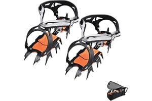 AIROKA Crampons Ice Cleats Traction for Shoes and Boots Non Slip Cleat with Adjustable Straps and 18 Steel Studs Crampons Snow Grips for Boots Shoes for Walking/Climbing Suitable for Men and Women