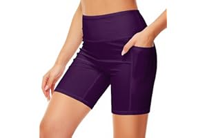 AOBUTE Women Swim Bike Shorts Sun Protection High Waisted UPF Pants with Pockets
