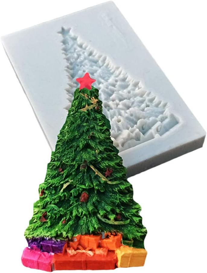 OCCOKO Silicone Christmas Tree Santa Claus Elk Sled Stick Mold Chocolate Cake Moulds Muffin Cake Moulds(White 08#, 1 PC)