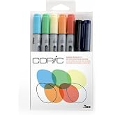 Copic Ciao Alcohol Markers, Doodle Kit Rainbow, 5 markers + 2 pens
