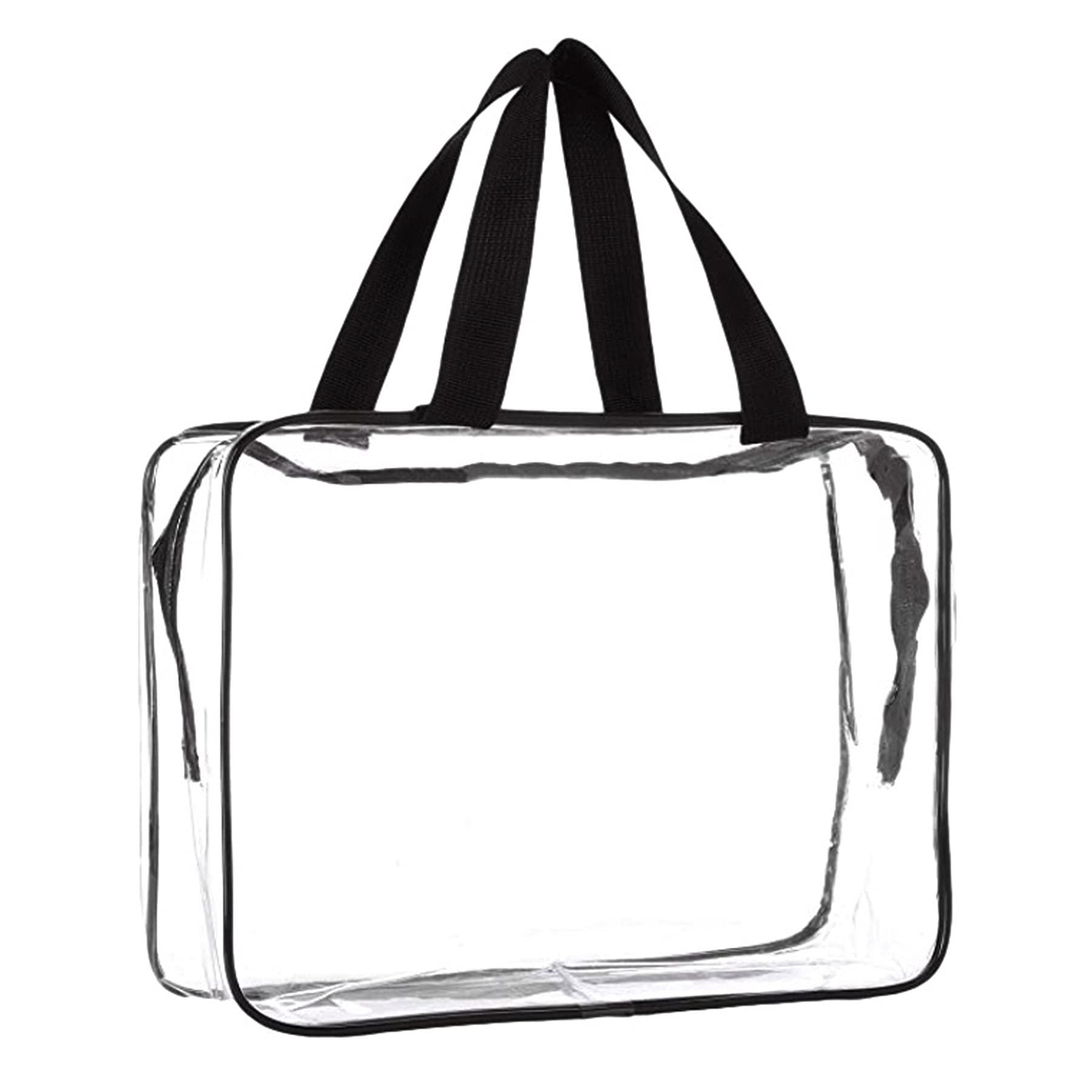 Clear Tote Bag, Transparent Cosmetic Makeup Toiletry Organizer Bag Waterproof Lightweight Large Storage Plastic Makeup Bags(Black)