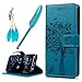 Galaxy S8 Plus Case, YOKIRIN Flip Wallet PU Leather [Kickstand] [Emboss Tree] Magnetic Closure Protective Cover Skin Handbag with Card Slots Detachable Wrist Strap for Samsung Galaxy S8 Plus, Blue
