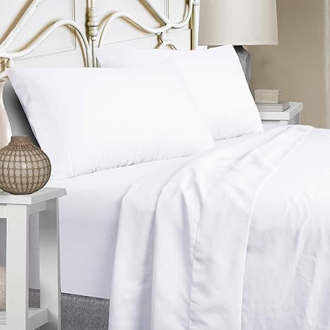 Amazon Com Mejoroom California King Bed Sheets Set 15 Inches Deep Pocket 1800 Thread Count Percale California King Sheets Super Soft And Comforterble Wrinkle Free Fade Resistant California King White Home Kitchen