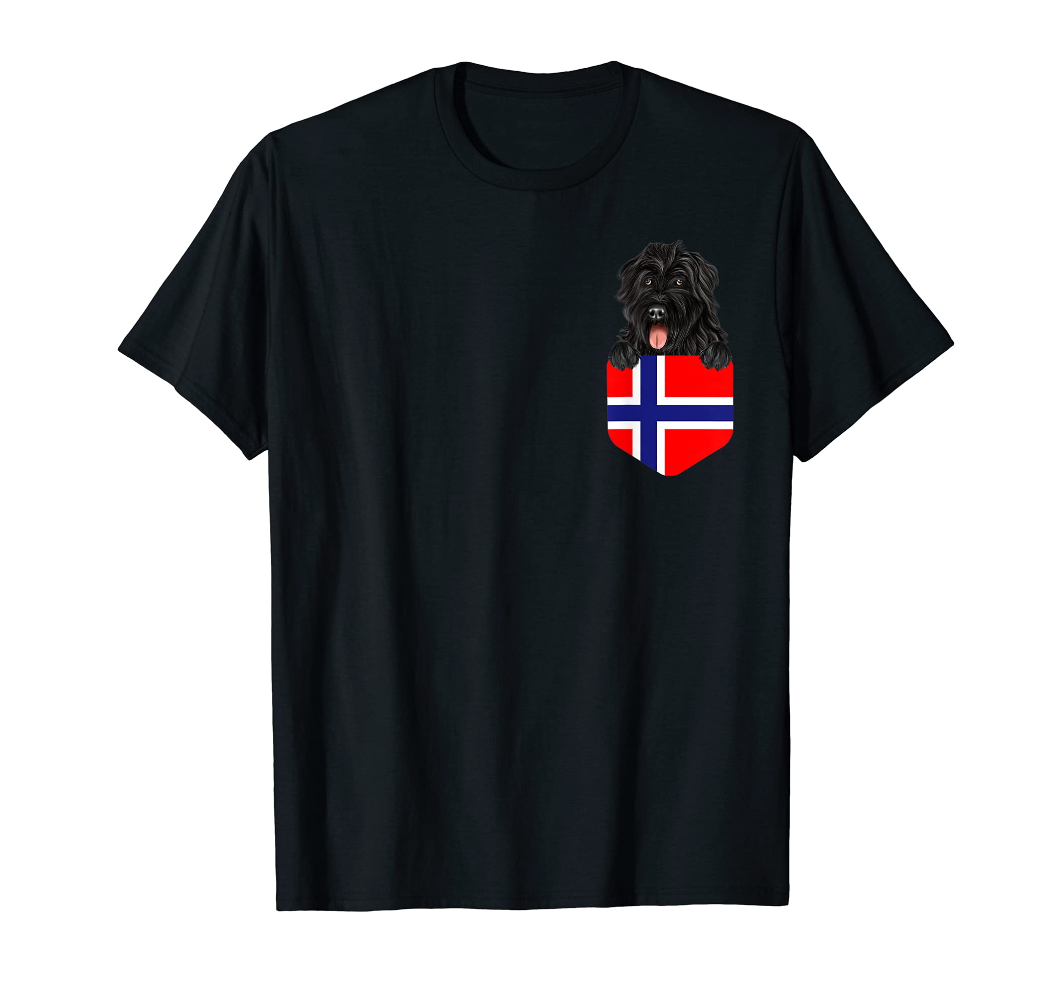 Norway Flag Bouvier des Flandres Dog In Pocket T-Shirt