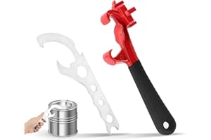 KRYSLANIX 2Pcs Bucket Opener Tool,3-in-1 Drum Bung Wrench Opener,Latex Paint Buckets and Paint Cans Opener,Aluminum Barrel Wrench Tool with Non-Slip Handle,for Opening 5-55 Gallon Drum