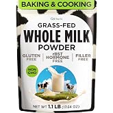 Whole Milk Powder 1.1 Lb (77 Servings) for Smoothies, Drinks &amp; Baking | Pasture Raised, rBST Free, Dry Powdered Milk for Coffee - Grass Fed, Non-GMO, Gluten Free, Shelf Stable, Protein and Calcium