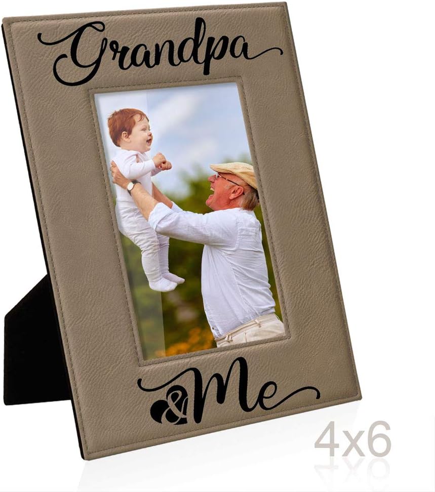 KATE POSH Grandpa & Me Engraved Leather Picture Frame