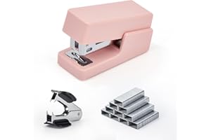 Gevanchi Mini Stapler, 20 Sheet Office Desktop Stapler with 640 Standard Staples and A Staple Remover, Pink…