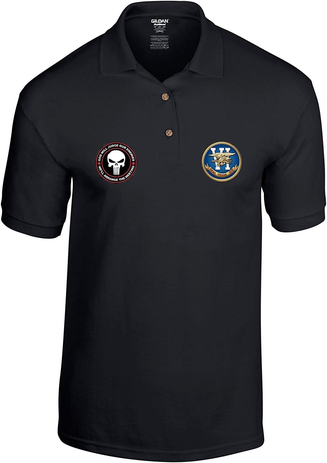US Navy Seals Seal Team Six Punisher Skull Military Mens Polo Shirt Unofficial