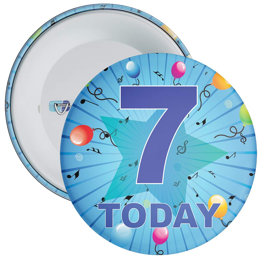 Blue 7th Birthday Badge in a choice of sizes (59mm)