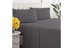 Sleepy Town Queen Size Bed Sheets - 4 Piece - Queen Sheet Set - Extra Soft, Comfy & Cooling - Easy Care - Shrinkage, Wrinkle & Fade Resistant - Brushed Microfiber - Deep Pocket Bed Sheets (Dark Grey)