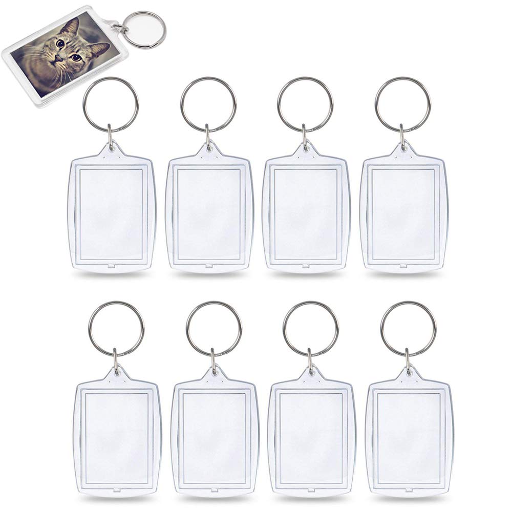 KINDPMA 25pcs Photo Keyrings Blank Personalised Keyring Photo Picture Keyrings Double Sided Blank Keyring Picture Keychain for Photos Family Lover Pet Friends Souvenir DIY Gifts Craft