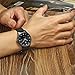 WWOOR Men's Analog Quartz Watch Ultra Thin Dial Date Stainless Steel Mesh Belt Waterproof (Black B)