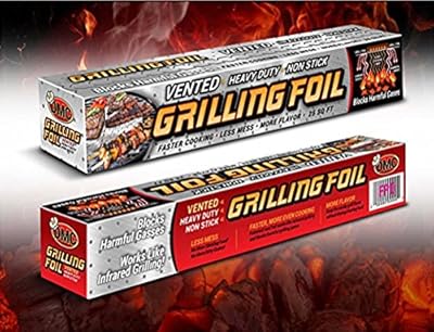 Grilling Foil a Vented Barbecue Accessory with Holes Specifically for Grilling and Steaming, Non-stick Aluminum Tin Foil, 2 PK, 12"x 25 Sq Ft. Rolls , Faster Cooking, Less Mess.