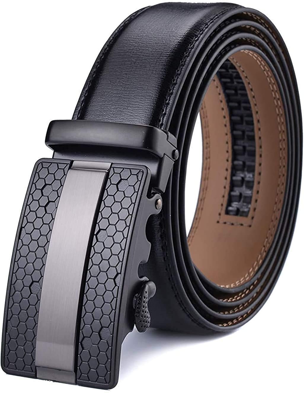 X XHtang Men's Ratchet Belt with Genuine Leather, Slide Belt for men 1