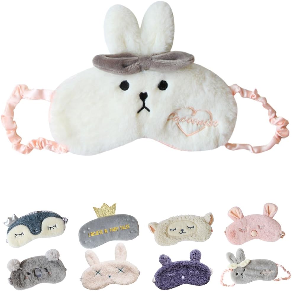 Cute Sleeping Eye Mask Plush Blindfold Travel Sleep Masks Rest Eye Shade Super Soft Eye Cover Night Sleeping Blindfold for Kids Girls and Adult Gift for Christmas and Thanks Giving Day