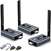 Lielyhod Upgraded Wireless HDMI Transmitter and 2 Receivers with LED Screen, Up to 6 RXs,165FT Plug &amp; Play 1080P HD Output 5.8GHz Extender for TV Box/Laptop/Projector/Camera to Multiple Screens Grey