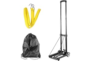 HOZEON Folding Hand Truck, 55 Lbs 25 KG Heavy Duty Solid Construction Utility Cart with 2 Wheels Bonus Bungee Cord,Lightweigh