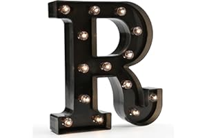 OYCBUZO Light Up Black Alphabet Marquee Letters Sign LED Marquee Number Lights Sign for Night Light Home Bar Christmas Lamp Birthday Party Wedding Decoration R