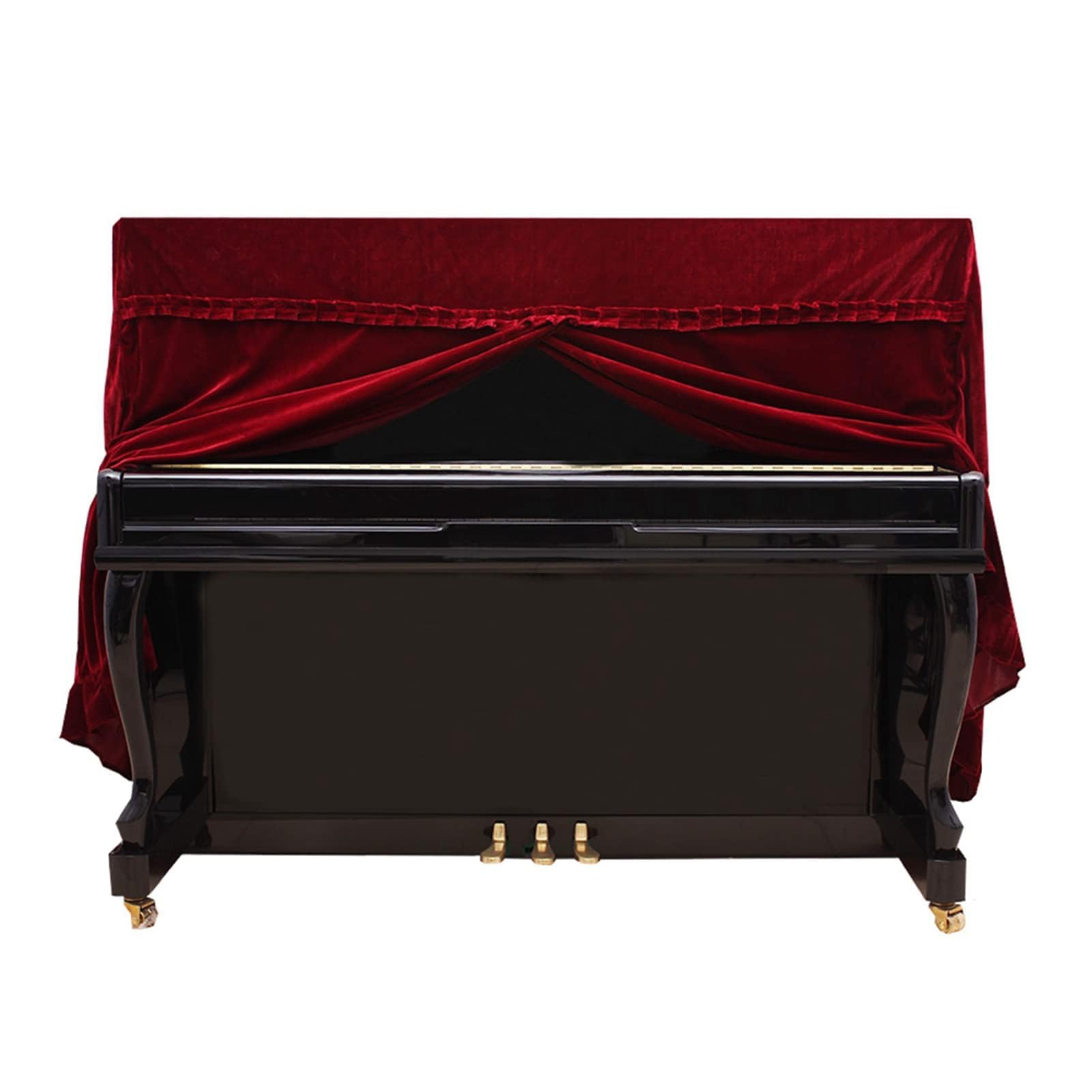Alomejor Velvet Piano Cover for Piano with Tail Piano Cover Full Pleich Dust Cover for Straight Piano (Red)